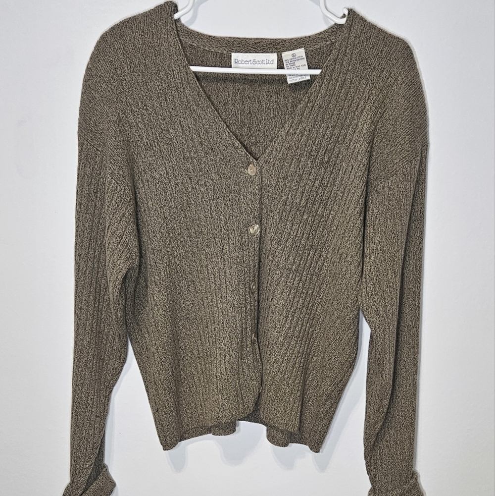 Vintage Robert Scott Ltd Brown Sweater XL Detachable Shoulder Pads B9
